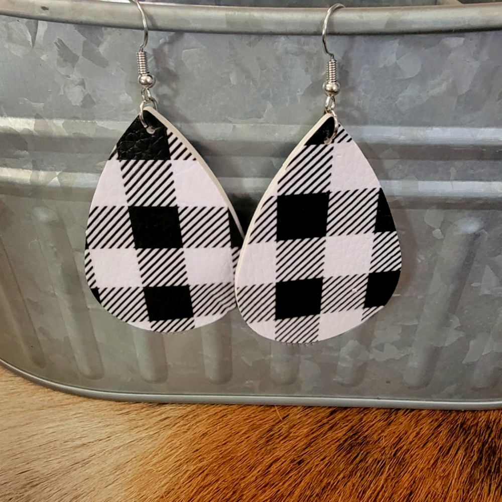 Faux leather teardrop earrings